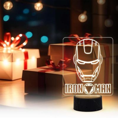 3D Illusion Ironman Avengers Night Lamp with Warm White Light Gift for Marvel Avengers Fan Home & Kids Room Decor