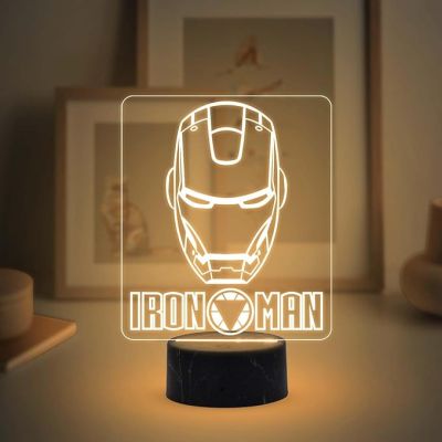 3D Illusion Ironman Avengers Night Lamp with Warm White Light Gift for Marvel Avengers Fan Home & Kids Room Decor