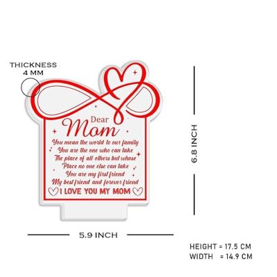 Dear Mom Engraved Night Lamp with Warm White Light Mothers Day Gift for Mom birthday Gift for Mom from Daughter Son