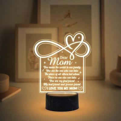 Dear Mom Engraved Night Lamp with Warm White Light Mothers Day Gift for Mom birthday Gift for Mom from Daughter Son