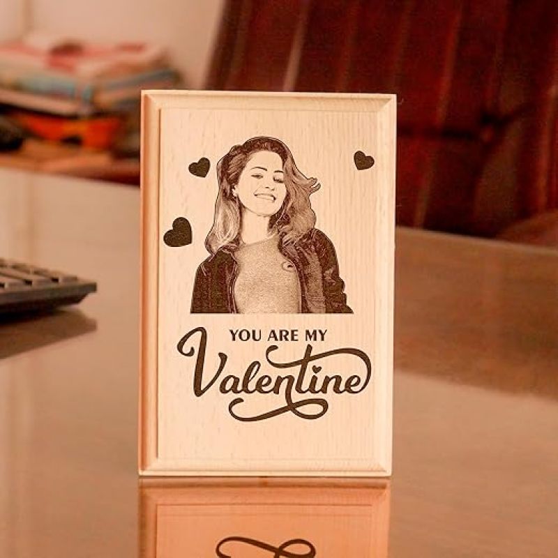 You are My Valentines Engraved Wooden Photo Plaque Customize with your favorite photo Valentines Day Gift for Girlfriend, Friend, Wife