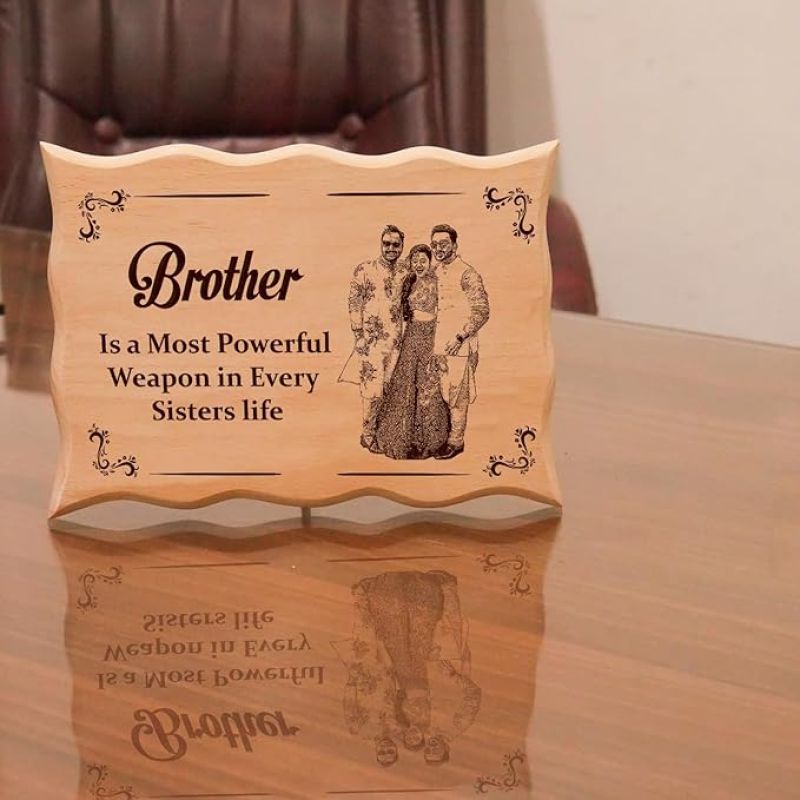 Brother Sister Engraved Wooden Photo Plaque Customize with your favorite photo and Text Birthday Gift for Brother, Gift For Rakhi