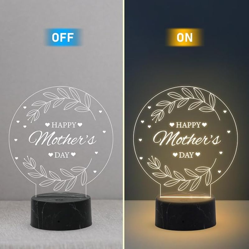 Happy Mothers Day Night Lamp with Warm White Light Memorable Birthday Gift for Mom Mothers Day Gift for Mom