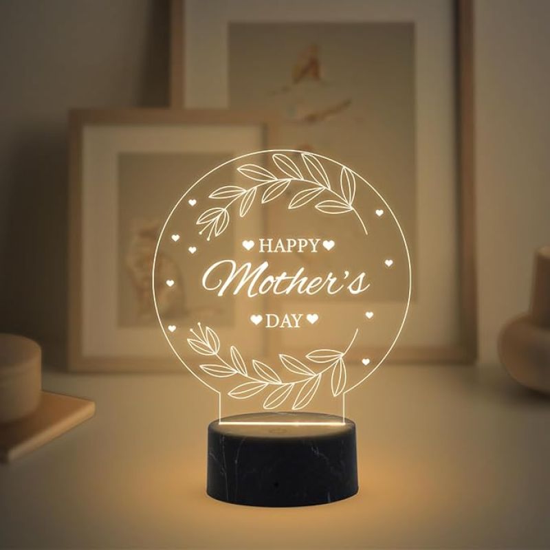 Happy Mothers Day Night Lamp with Warm White Light Memorable Birthday Gift for Mom Mothers Day Gift for Mom