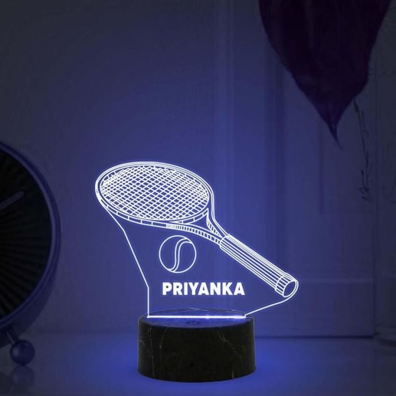 3D Illusion Tennis Night Light with Automatic Color Changing Light Customized with Name Birthday Gift for Tennis Player & Lover Gift for Sports Lover