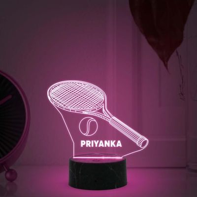 3D Illusion Tennis Night Light with Automatic Color Changing Light Customized with Name Birthday Gift for Tennis Player & Lover Gift for Sports Lover