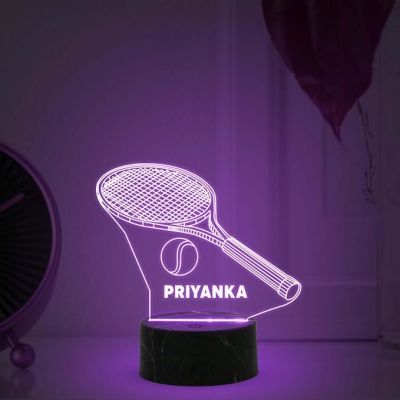 3D Illusion Tennis Night Light with Automatic Color Changing Light Customized with Name Birthday Gift for Tennis Player & Lover Gift for Sports Lover