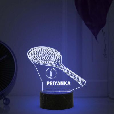 3D Illusion Tennis Night Light with Automatic Color Changing Light Customized with Name Birthday Gift for Tennis Player & Lover Gift for Sports Lover