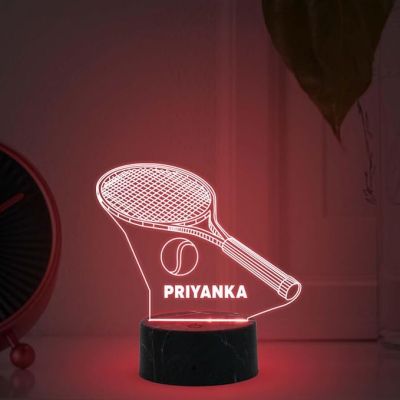 3D Illusion Tennis Night Light with Automatic Color Changing Light Customized with Name Birthday Gift for Tennis Player & Lover Gift for Sports Lover