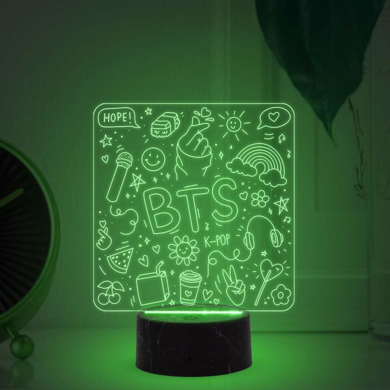 3D Illusion BTS K-POP Night Lamp with Automatic Color Changing Light Birthday Return Gift for Kids Best Gift for BTS Army Fan
