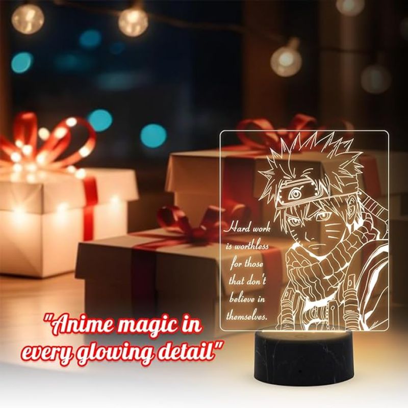 3D Illusion Naruto Anime Night Lamp with Warm White Light Birthday Gifts for Anime Fans