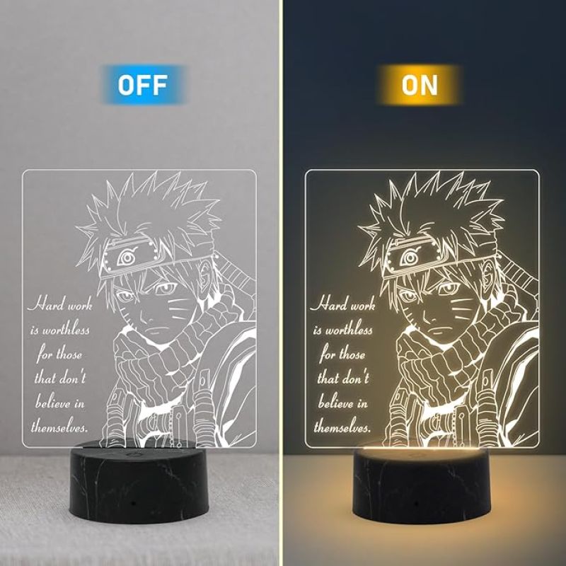 3D Illusion Naruto Anime Night Lamp with Warm White Light Birthday Gifts for Anime Fans