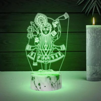 3D Illusion Shreenath Ji Night Lamp with Multicolored Light Mandir Pooja Room, Home & Office Decor Light