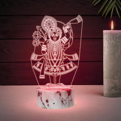 3D Illusion Shreenath Ji Night Lamp with Multicolored Light Mandir Pooja Room, Home & Office Decor Light