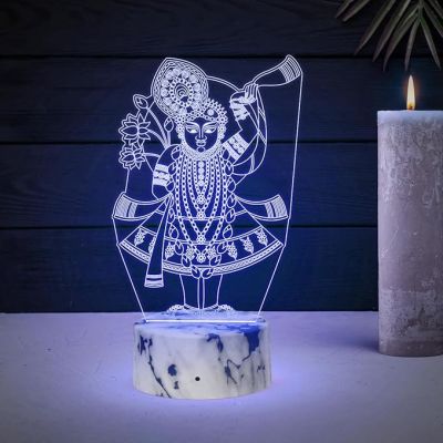 3D Illusion Shreenath Ji Night Lamp with Multicolored Light Mandir Pooja Room, Home & Office Decor Light