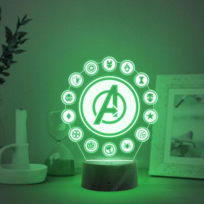 3D Illusion Avengers Logo Night Lamp with Automatic Color Changing Light Gift for Avengers Fan Gaming Room Decor Light