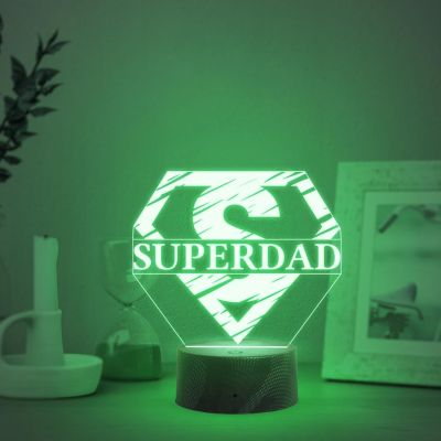 3D Illusion Super Dad Superman Logo Night Lamp with Automatic Color Changing Light Birthday Gift for Dad
