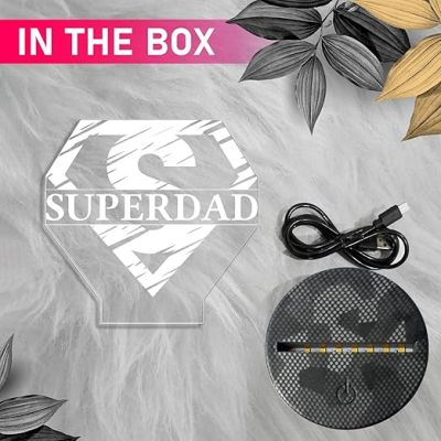 3D Illusion Super Dad Superman Logo Night Lamp with Automatic Color Changing Light Birthday Gift for Dad