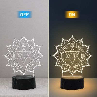 3D Illusion Chakra Night Lamp with Warm White Light Motivational Yoga Room Bedroom Living Room Decor Light