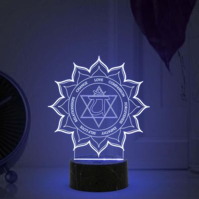 3D Illusion Chakra Night Lamp with Automatic Color Changing Light Motivational Yoga Room Bedroom Living Room Decor Light
