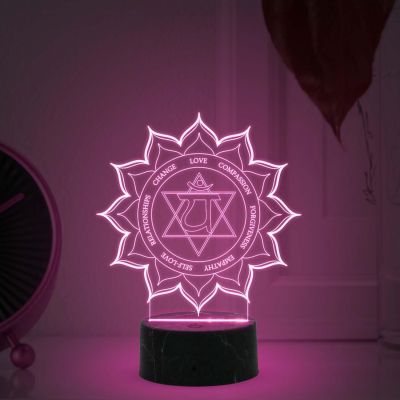 3D Illusion Chakra Night Lamp with Automatic Color Changing Light Motivational Yoga Room Bedroom Living Room Decor Light