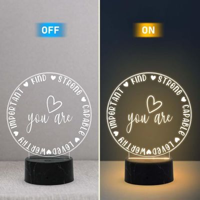 You Are Kind Strong Capable Loved Worthy Important Engraved Night Lamp with Warm White Light Best Gift for Husband, Wife, Bhaiya & Bhabhi Brother Gift for Someone Special