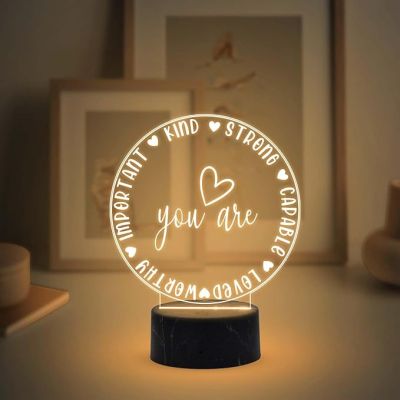 You Are Kind Strong Capable Loved Worthy Important Engraved Night Lamp with Warm White Light Best Gift for Husband, Wife, Bhaiya & Bhabhi Brother Gift for Someone Special