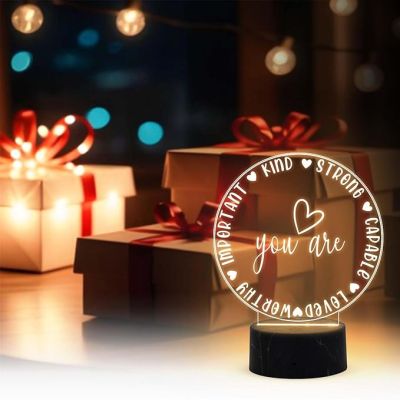 You Are Kind Strong Capable Loved Worthy Important Engraved Night Lamp with Warm White Light Best Gift for Husband, Wife, Bhaiya & Bhabhi Brother Gift for Someone Special