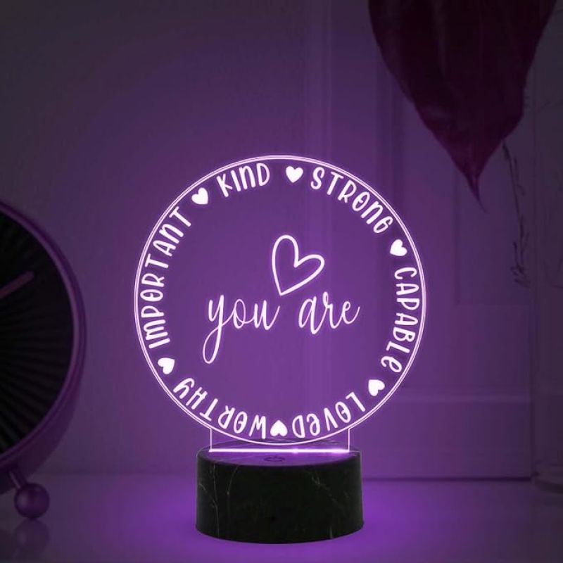 You Are Kind Strong Capable Loved Worthy Important Engraved Night Lamp with Multicolored Light Best Gift for Husband, Wife, Bhaiya & Bhabhi Brother Gift for Someone Special