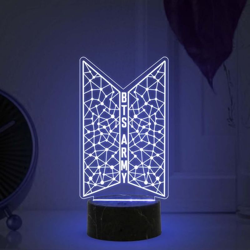 3D Illusion Kpop Bangtan Night Lamp with Multicolored Light Gift for Kids & BTS Army Fans