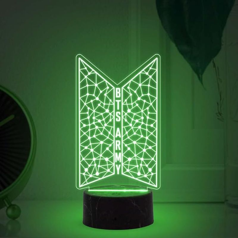 3D Illusion Kpop Bangtan Night Lamp with Multicolored Light Gift for Kids & BTS Army Fans