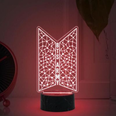 3D Illusion Kpop Bangtan Night Lamp with Multicolored Light Gift for Kids & BTS Army Fans