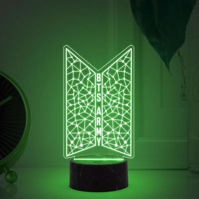 3D Illusion Kpop Bangtan Night Lamp with Multicolored Light Gift for Kids & BTS Army Fans