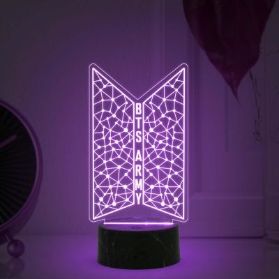 3D Illusion Kpop Bangtan Night Lamp with Multicolored Light Gift for Kids & BTS Army Fans