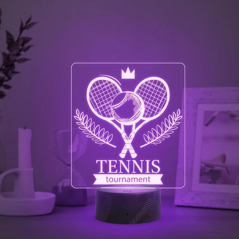 3D Illusion Tennis Night Light with Multicolored Light Birthday Gift for Tennis Player & Lover Gift for Sports Lover