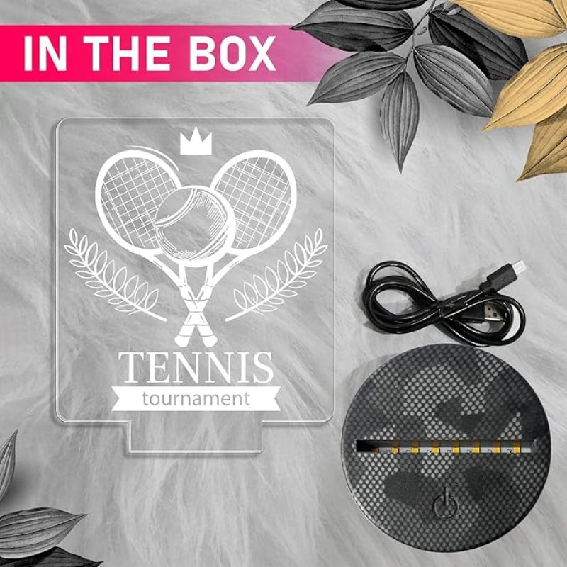 3D Illusion Tennis Night Light with Multicolored Light Birthday Gift for Tennis Player & Lover Gift for Sports Lover