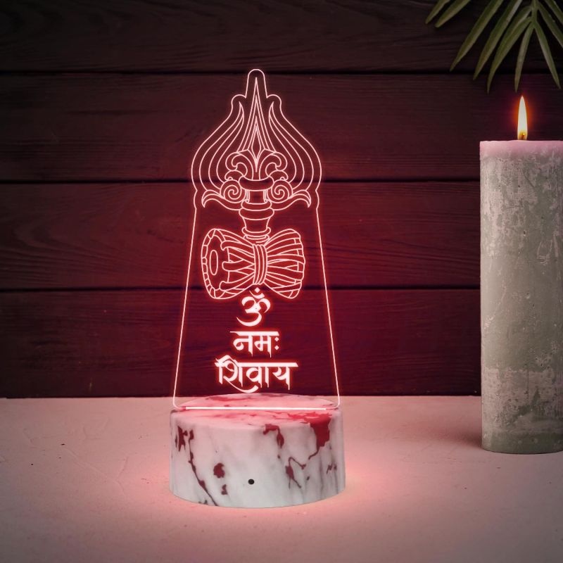 Lord Shiva Trishul Om Namah Shivay Night Lamp with Automatic Color Changing Light Religious Gift Items Pooja Room Decor