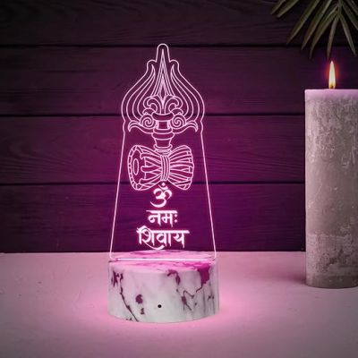 Lord Shiva Trishul Om Namah Shivay Night Lamp with Automatic Color Changing Light Religious Gift Items Pooja Room Decor