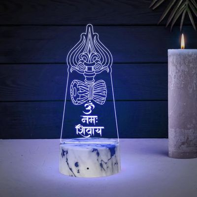 Lord Shiva Trishul Om Namah Shivay Night Lamp with Automatic Color Changing Light Religious Gift Items Pooja Room Decor