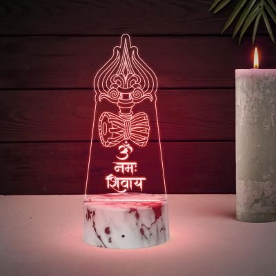 Lord Shiva Trishul Om Namah Shivay Night Lamp with Automatic Color Changing Light Religious Gift Items Pooja Room Decor