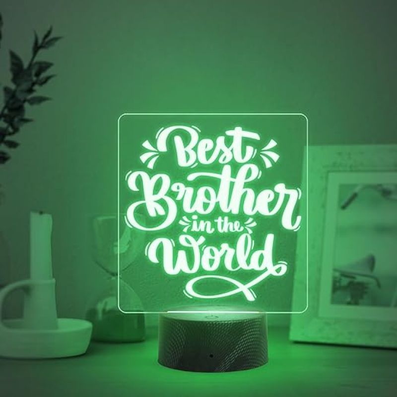 Best Brother in The World Engraved Night Lamp with Multicolored Light Birthday Gift for Brother from Sister Raksha Bandhan Gift for Bhai Unique Gift for Brother