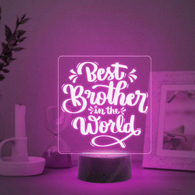 Best Brother in The World Engraved Night Lamp with Multicolored Light Birthday Gift for Brother from Sister Raksha Bandhan Gift for Bhai Unique Gift for Brother