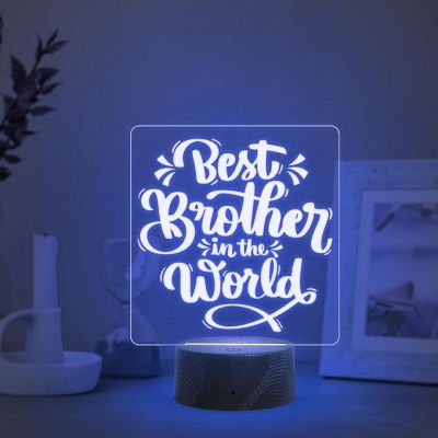 Best Brother in The World Engraved Night Lamp with Multicolored Light Birthday Gift for Brother from Sister Raksha Bandhan Gift for Bhai Unique Gift for Brother