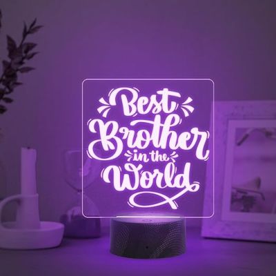 Best Brother in The World Engraved Night Lamp with Multicolored Light Birthday Gift for Brother from Sister Raksha Bandhan Gift for Bhai Unique Gift for Brother