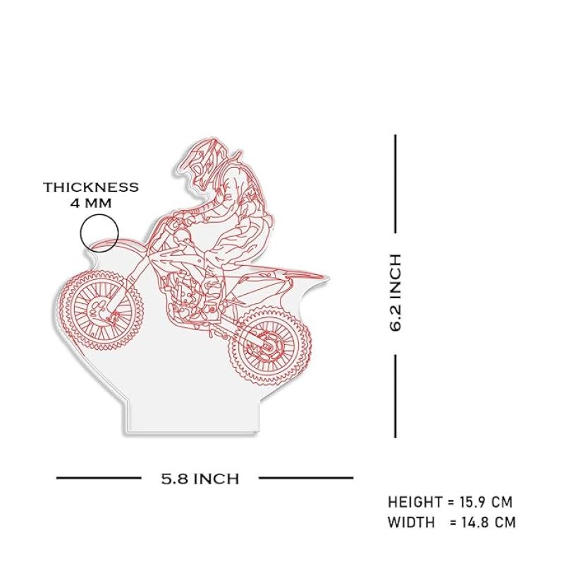 3D Illusion Stunt Bike Night Lamp with Warm White Light Gift for Bike Lover
