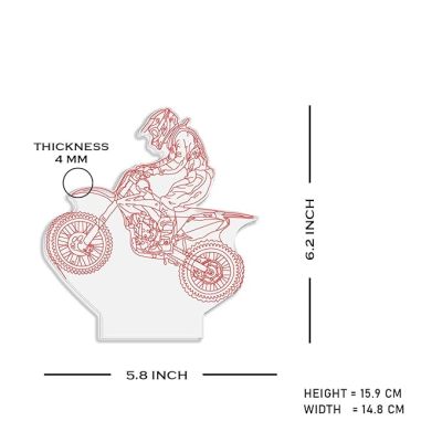 3D Illusion Stunt Bike Night Lamp with Warm White Light Gift for Bike Lover