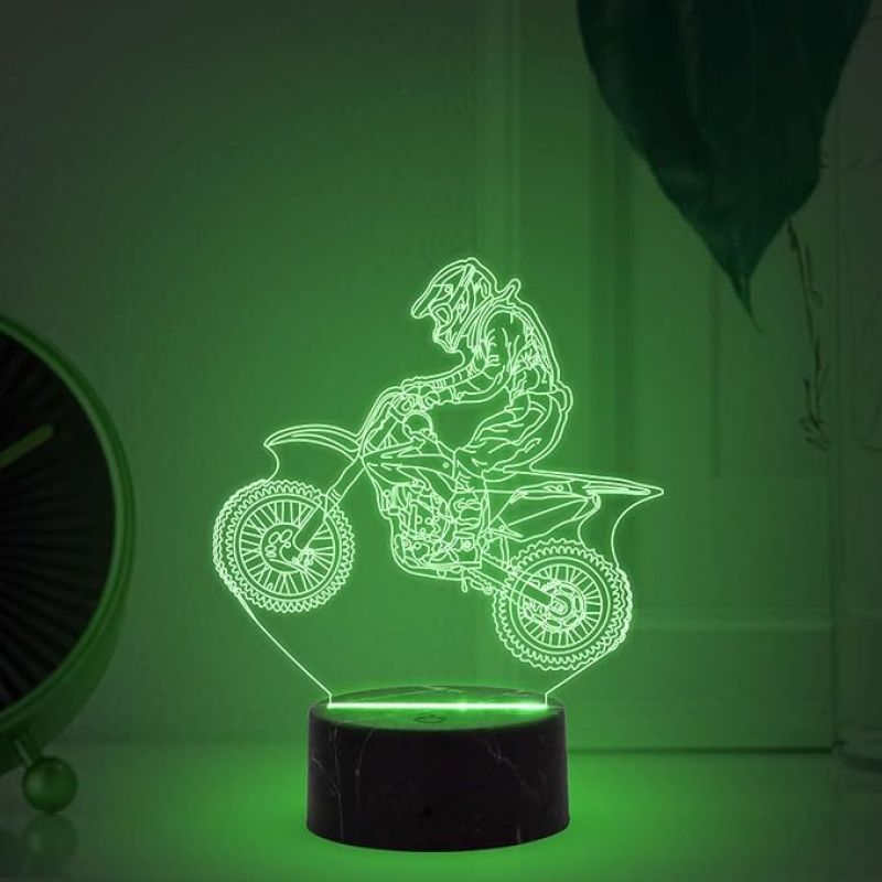 3D Illusion Stunt Bike Night Lamp with  Multicolored Light Birthday Gift for Bike Lover