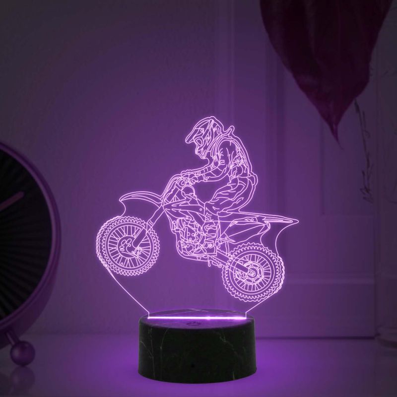 3D Illusion Stunt Bike Night Lamp with  Multicolored Light Birthday Gift for Bike Lover