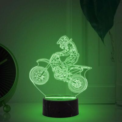 3D Illusion Stunt Bike Night Lamp with  Multicolored Light Birthday Gift for Bike Lover
