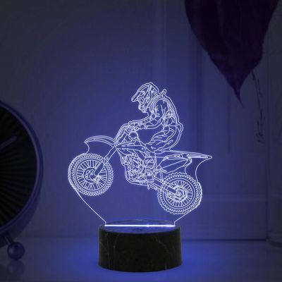 3D Illusion Stunt Bike Night Lamp with  Multicolored Light Birthday Gift for Bike Lover